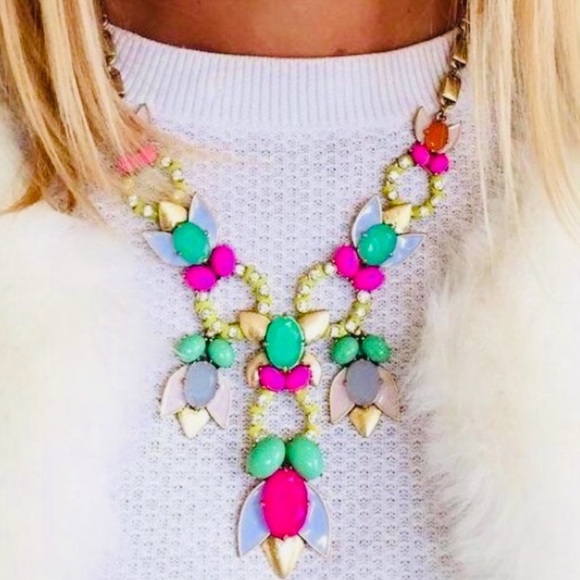 Stella & Dot | Neon Pink+Green Gorgeous POPTropicana NEW Statement Neckl… - Picture 4 of 12